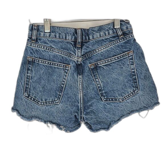 REFORMATION DESTRESSED DENIM SHORT SHORTS - Picture 2 of 3